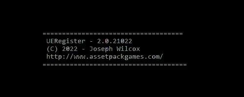 UERegister command-line output